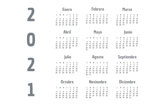 2021 Calendario Español Fácilmente Costomizable Con Superposición Calendario Español Aislado —  Fotos de Stock