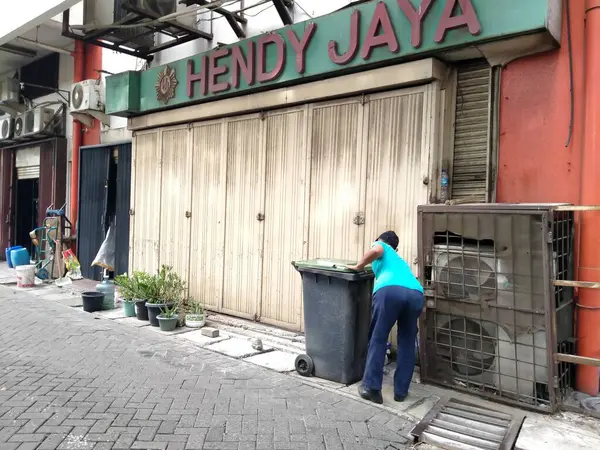 Mangga Dua West Jakarta Indonésia Setembro 2020 Agentes Segurança Guardando — Fotografia de Stock