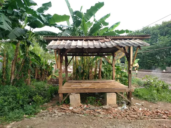 Tambun Bekasi Indonésia Outubro 2020 Cabana Feita Madeira Usada Para — Fotografia de Stock