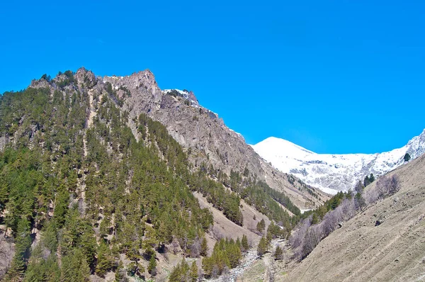 Gorgeous Panorama Caucasian Mountains Russia Elbrus Stock Photo