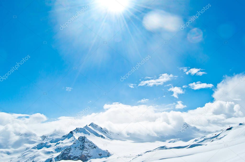 The beautiful panorama of Caucasian mountains near Elbrus