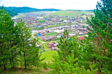 Bashkortostan 'daki güzel güney Ural dağları, Kaga köyü.