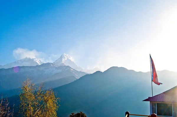 Muhteşem Tehlikeli Annapurna Dağı Nepal Himalayalar Aşağısında — Stok fotoğraf