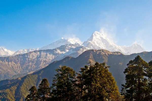 Majestic Και Επικίνδυνο Βουνό Annapurna Στα Κάτω Νεπάλ Ιμαλάια — Φωτογραφία Αρχείου