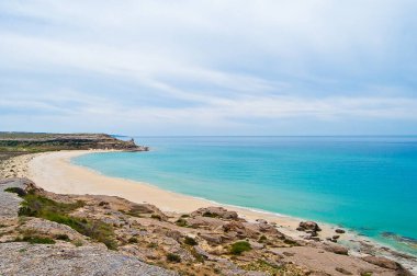 Kazakistan Çölü 'nde, Mangistau Bölgesi, Hazar Denizi' nde 4x4 keşif gezisi