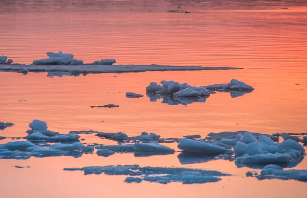 Very Beautiful Ice Drift Volga River Samara City Russia — Stock Photo, Image