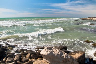 Hazar kıyılarındaki güzel gün batımı, Aktau Kazakistan