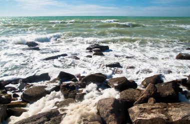 Hazar kıyılarındaki güzel gün batımı, Aktau Kazakistan