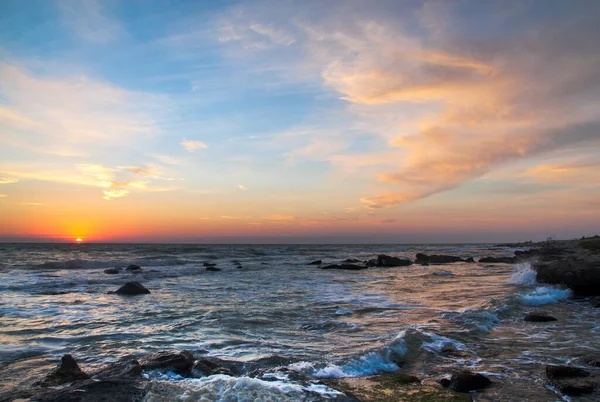 Beautiful Sunset Caspian Sea Coast Aktau Kazakhstan — Stock Photo, Image