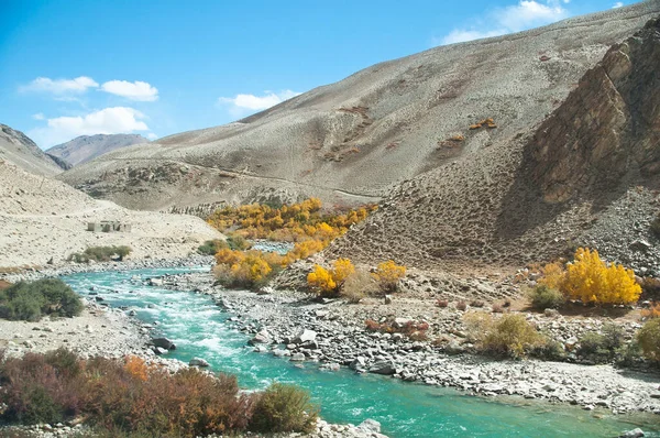 Paisaje Del Corredor Wakhan Tierra Estrecha Entre Afganistán Tayikistán Río — Foto de Stock