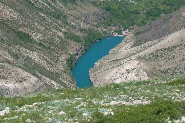 Vista Famoso Incrível Desfiladeiro Sulak Nas Montanhas Cáucaso República Daguestão — Fotografia de Stock