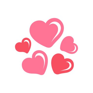 Beş kupa simgesi tasarımı. Basit yassı asgari vektör çizimi. Sevgililer günü, aşk, işaret, sembol. 