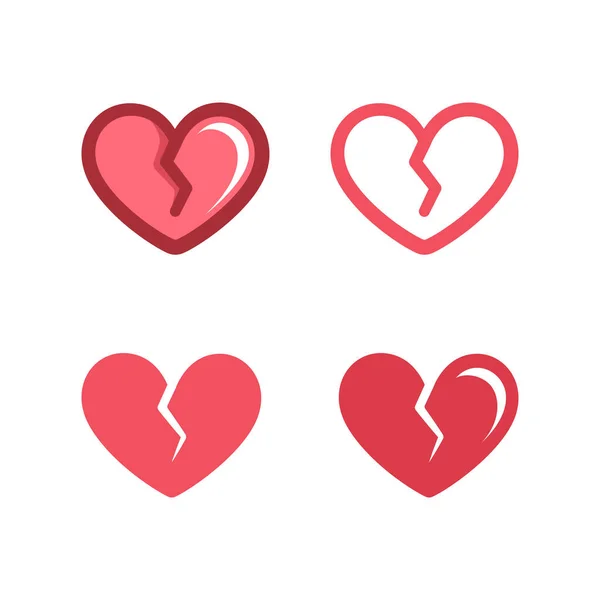 红心卡通片贴纸图标设计集 简单的平面最小矢量图解 情人节 — 图库矢量图片