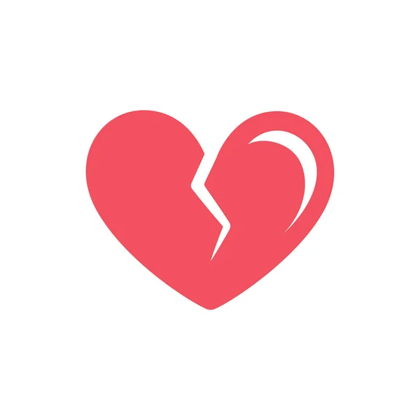 红心破碎 带有醒目的标志图标设计 简单的平面最小矢量图解 情人节 — 图库矢量图片