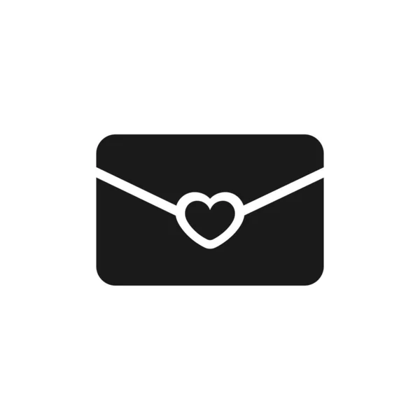 Enveloppe Lettre Amour Avec Coeur Dans Logo Milieu Icône Silhouette — Image vectorielle