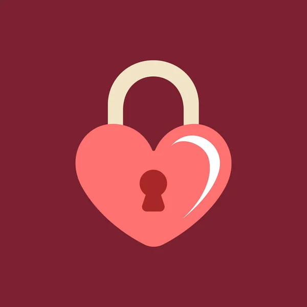 Logo Çıkartma Ikonu Tasarımlı Şirin Kırmızı Kalp Şekilli Asma Kilit — Stok Vektör