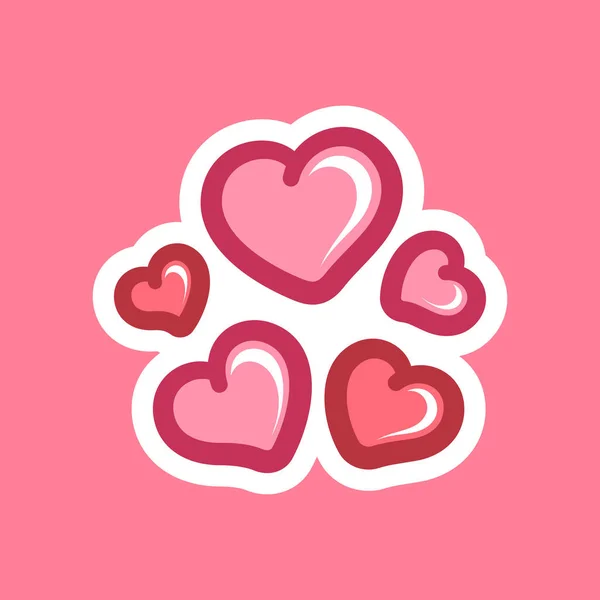 Five Hearts Icon Design Simple Flat Minimal Vector Illustration Valentine — Stock Vector