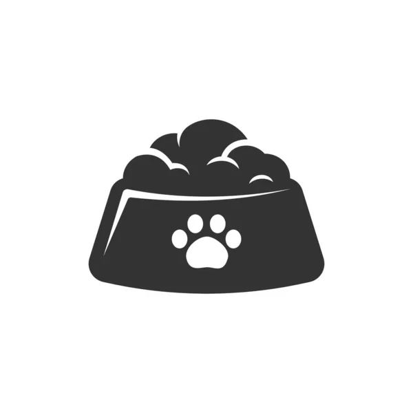 動物やペットのフルフードボウルのシンボルサインシルエット 白と黒のロゴのアイコンフラットベクトルイラストデザイン — ストックベクタ
