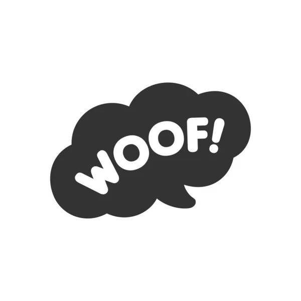 暗黒の吹き出しの中の白い文字 漫画犬樹皮効果音とレタリング 白の背景にシンプルなフラットベクトルイラストシルエット — ストックベクタ