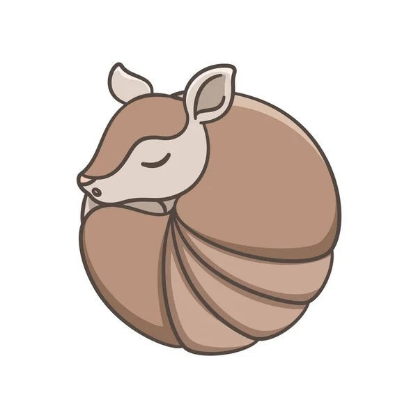 Armadillo Sleeping Rolled Ball Cartoon Vector Illustration Simple Version Cute — Stock Vector