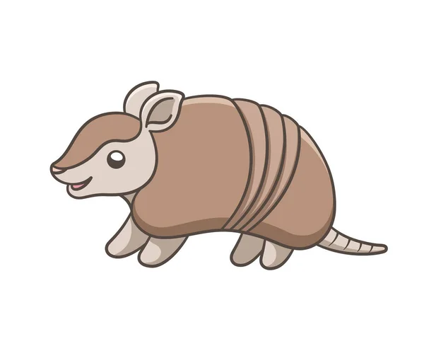 Armadillo Debout Souriant Dessin Animé Vectoriel Illustration Version Simple Design — Image vectorielle