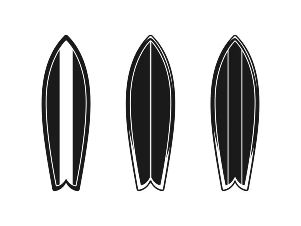 Surfbrett Silhouette Icon Design Set Von Einfache Moderne Minimale Flache — Stockvektor