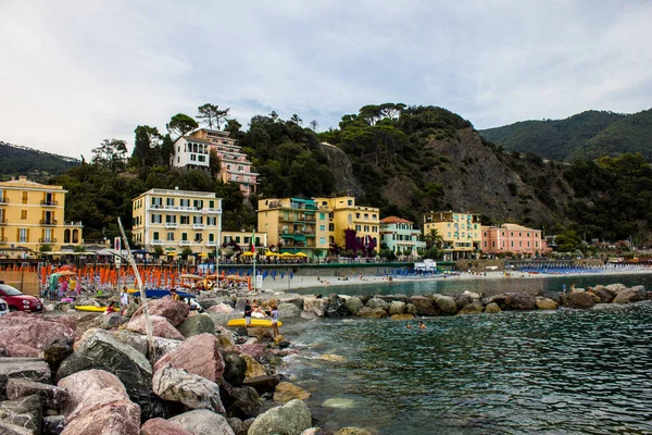 Monterosso Mare Italia Julio 2017 Vista Playa Fegina Las Casas — Foto de Stock