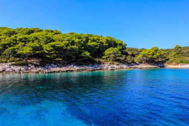 Hırvatistan 'ın Paklinski Otoci kentinde Stone Beach manzarası