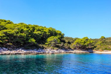Hırvatistan 'ın Paklinski Otoci kentinde Stone Beach manzarası