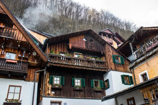 Hallstatt Rakousko Března 2017 Pohled Tradiční Staré Domy Hallstatt Old — Stock fotografie