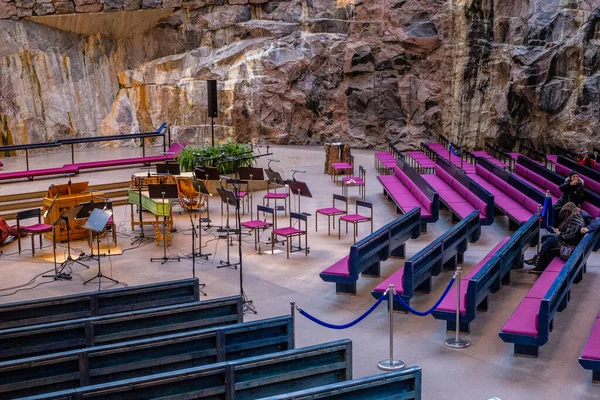 Helsinki Finlandia Marzo 2017 Vista Iglesia Temppeliaukio Iglesia Roca Desde — Foto de Stock