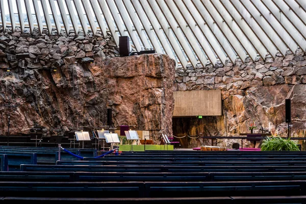 Helsinki Finland March 2017 Interior Temppeliaukio Church Rock Church Orchestra — Foto de Stock