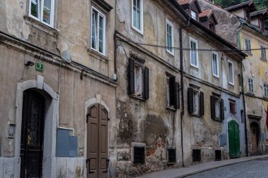 Ljubljana, Slovenya - 11 Eylül 2017: Ljubljana 'daki Eski Bir Binanın Görünümü