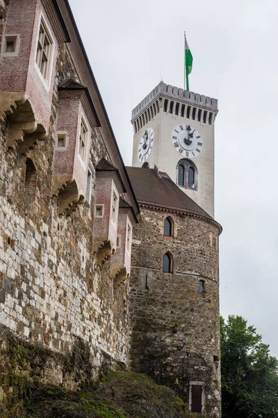 Liubliana Eslovênia Setembro 2017 Vista Castelo Liubliana Dia Chuvoso — Fotografia de Stock