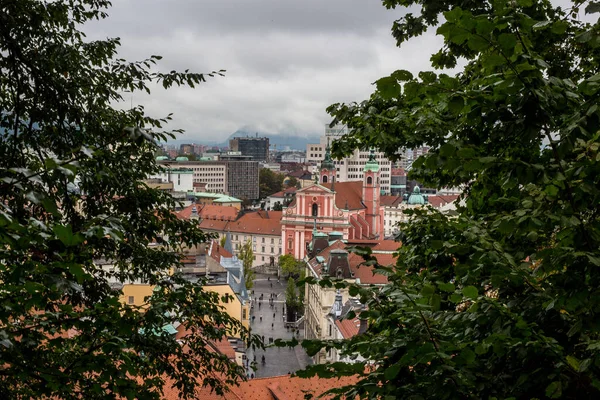 Lublaň Slovinsko Září 2017 Pohled Lublaň Deštivý Den — Stock fotografie