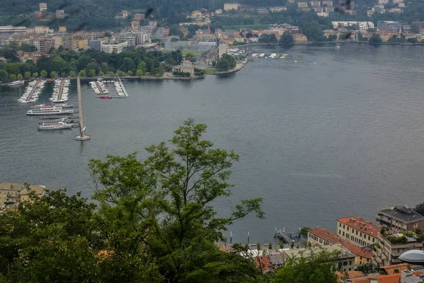 Blick Auf Die Stadt Como Und Den See Einem Bewölkten — Stockfoto