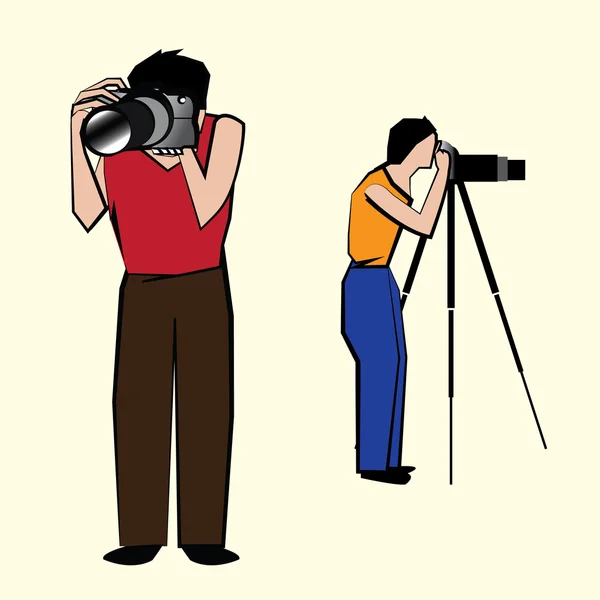 Twee fotografen in actie — Stockvector