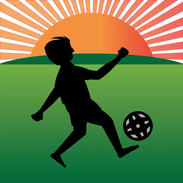 playfield içinde futbol oynayan çocuk