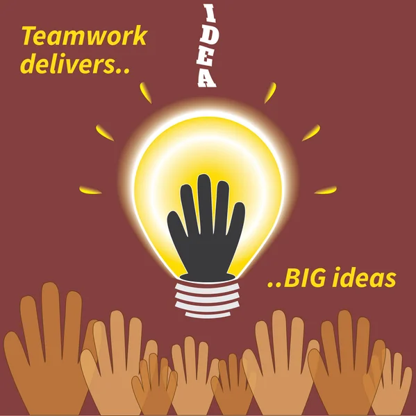 Teamwork delivers big ideas — Stock Vector