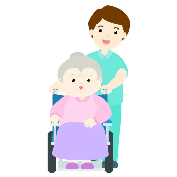 Feliz abuela en el hogar de ancianos vector — Vector de stock