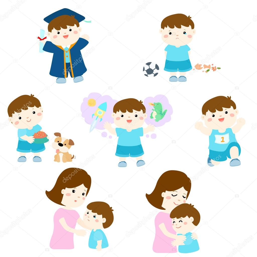 Pack of variety boy activity cartoon character vector