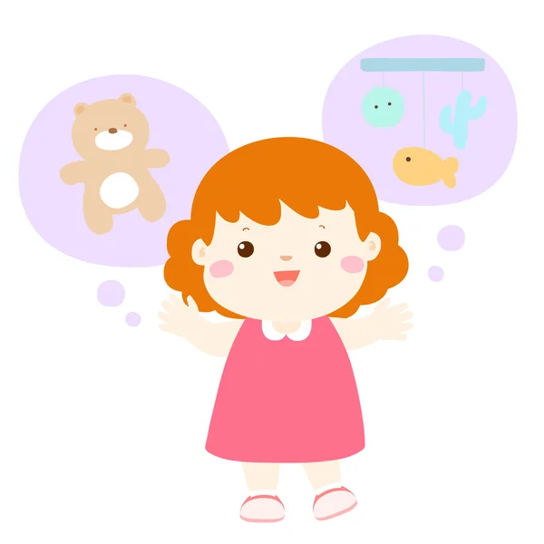 Petite fille bavard animé vecteur de dessin animé — Image vectorielle