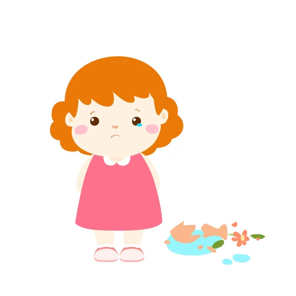 Little girl feel guilty cartoon vector — Stock Vector