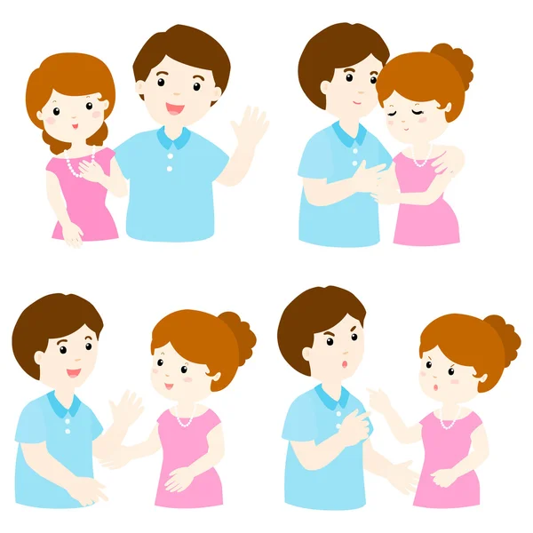 Paquete de vector de dibujos animados personaje de pareja — Vector de stock