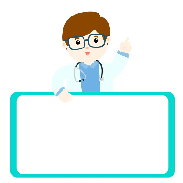 Doctor explains and holds a blank white board vector — Stock Vector