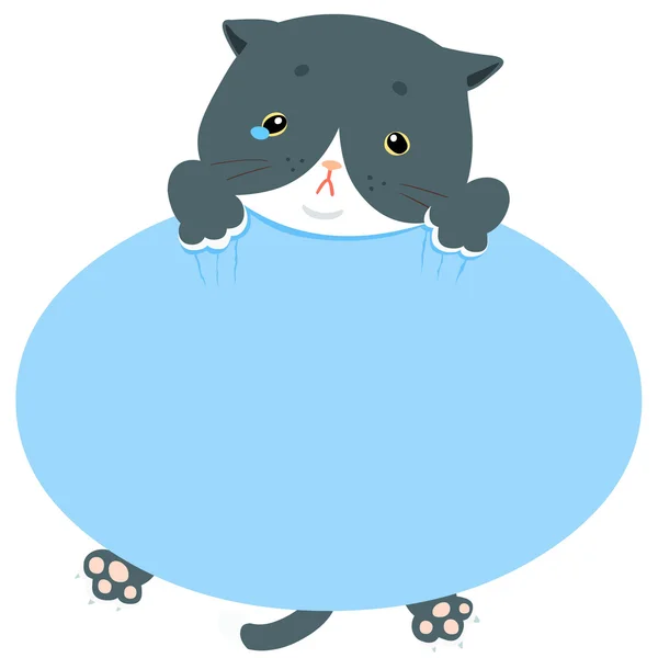 Kot niebieski szkoda trzymać wektor pustej planszy — Wektor stockowy