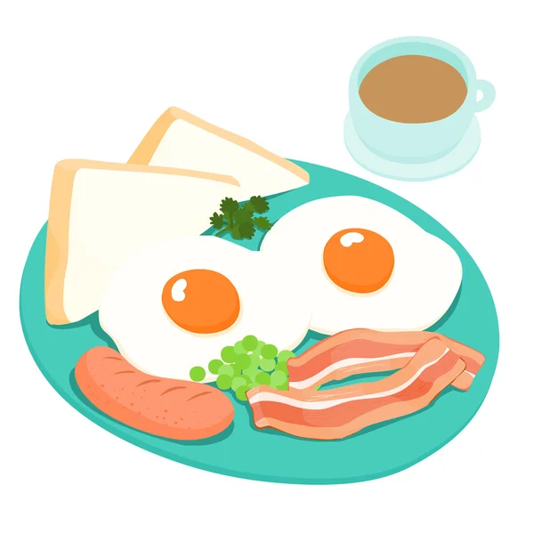 Desayuno y café caliente vector ilustración — Vector de stock