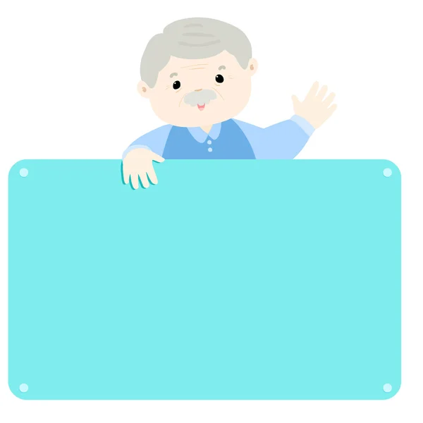 Starší muž drží prázdné palubě vektor — Stockový vektor
