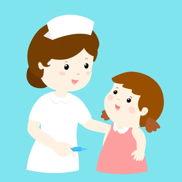 Smiley infermiera parlare con ragazza vettore — Vettoriale Stock