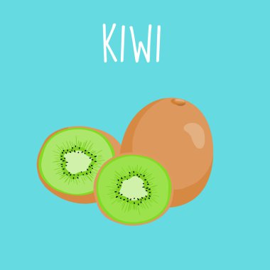 fresh kiwi on blue balckground vector 
